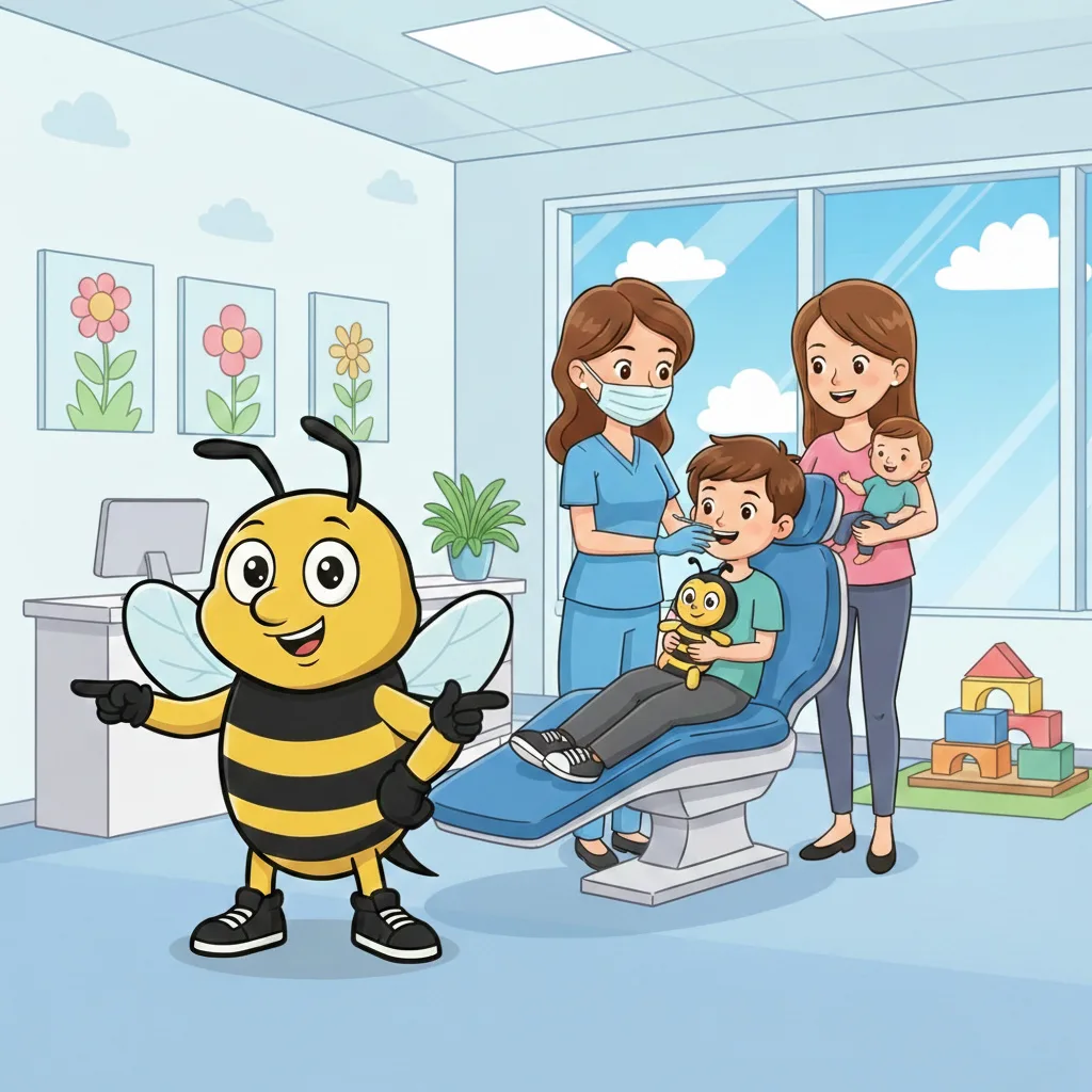 BluSky illustration of a family visiting the dentist